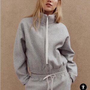 Zara NWT Gray Zip-Up High Neck Jumpsuit